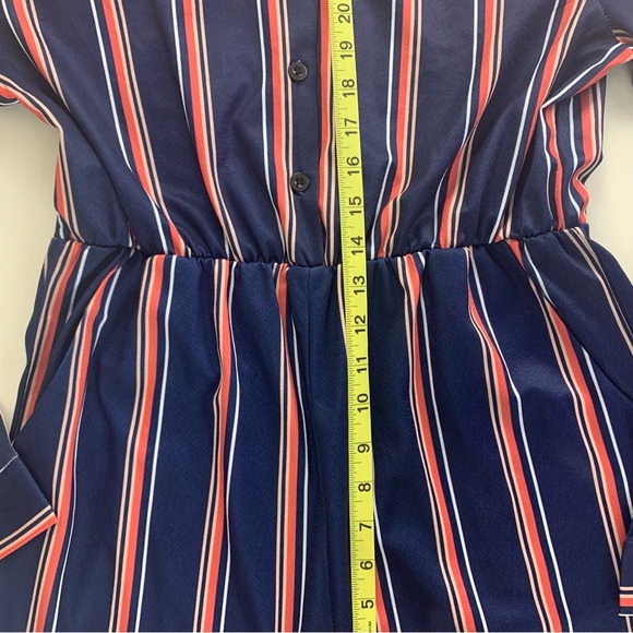 Women’s Long Sleeve London Striped Fitted One-Piece Costume Jumpsuit Size Large - Picture 13 of 16